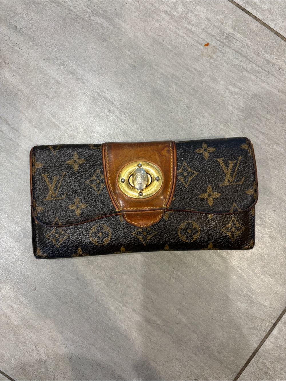 Louis Vuitton Monogram Canvas Brown and Tan Turn-Lock Wallet